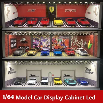 Ekranas Kabinetas Šviesus Scena Stogine Led Šviesos JDM Nissan Nismo Masto 1:64 Modelio Automobilių Diorama garažas
