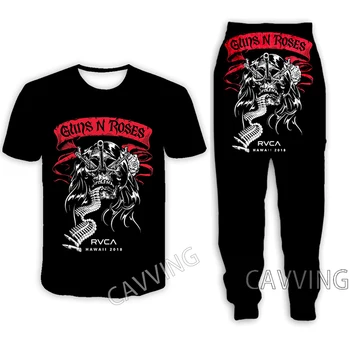 Guns N Roses 3D Spausdinimo Atsitiktinis marškinėliai + Kelnės Bėgiojimo Kelnės Kelnės Kostiumas Drabužius Moterų/ Vyrų Rinkiniai, Kostiumą Drabužių