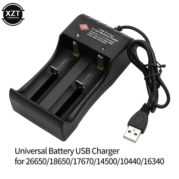 Universalus 1 / 2 Lizdas Baterija 3.7 V, USB Kroviklis Smart Chargering už Akumuliatoriai Li-ion NiMH 18650 26650 14500 17670